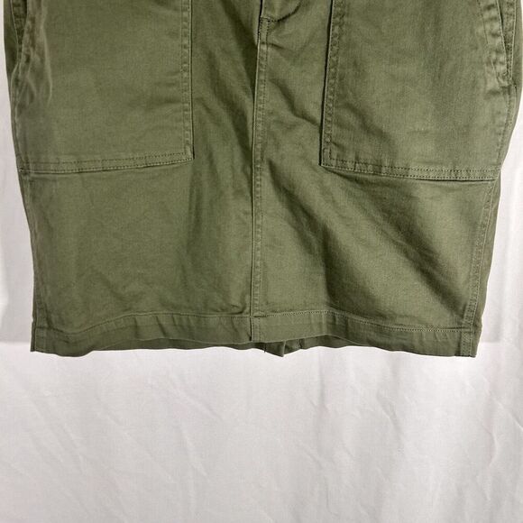 Liverpool Short Skirt Women's 8 Green Denim Pockets Cototn Blend Button Zip - Picture 3 of 7